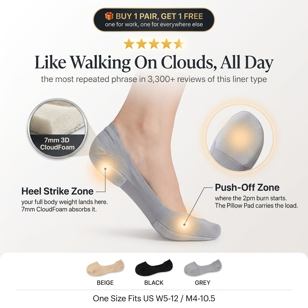 Like walking on clouds all day - heel strike zone and push-off zone cushioning with 7mm CloudFoam
